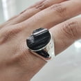 thumbnail image 3 of Rough Black Tourmaline Mens Ring, Natural Black Tourmaline, Silver Jewelry, 925 Silver Ring, Birthday Gift, Heavy Mens Ring, Arabic Design, Ottoman Style Ring, Christmas, Turkey Mens Signet Ring, 3 of 6