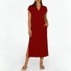 thumbnail image 1 of TaTaai Women's Short Sleeve Midi Dress Solid Color Lapel Collar Casual Dress with Side Slit Lightweight Stretchy Polyester Blend Gift, 1 of 7
