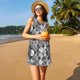 thumbnail image 3 of Fotbe Yin Yang With Black And White Vestido de Verano sin Mangas para Mujer – Vestido Midi Línea A, Estilo Camiseta Floral, Vestido Playero Casual y Fluido, 3 of 7