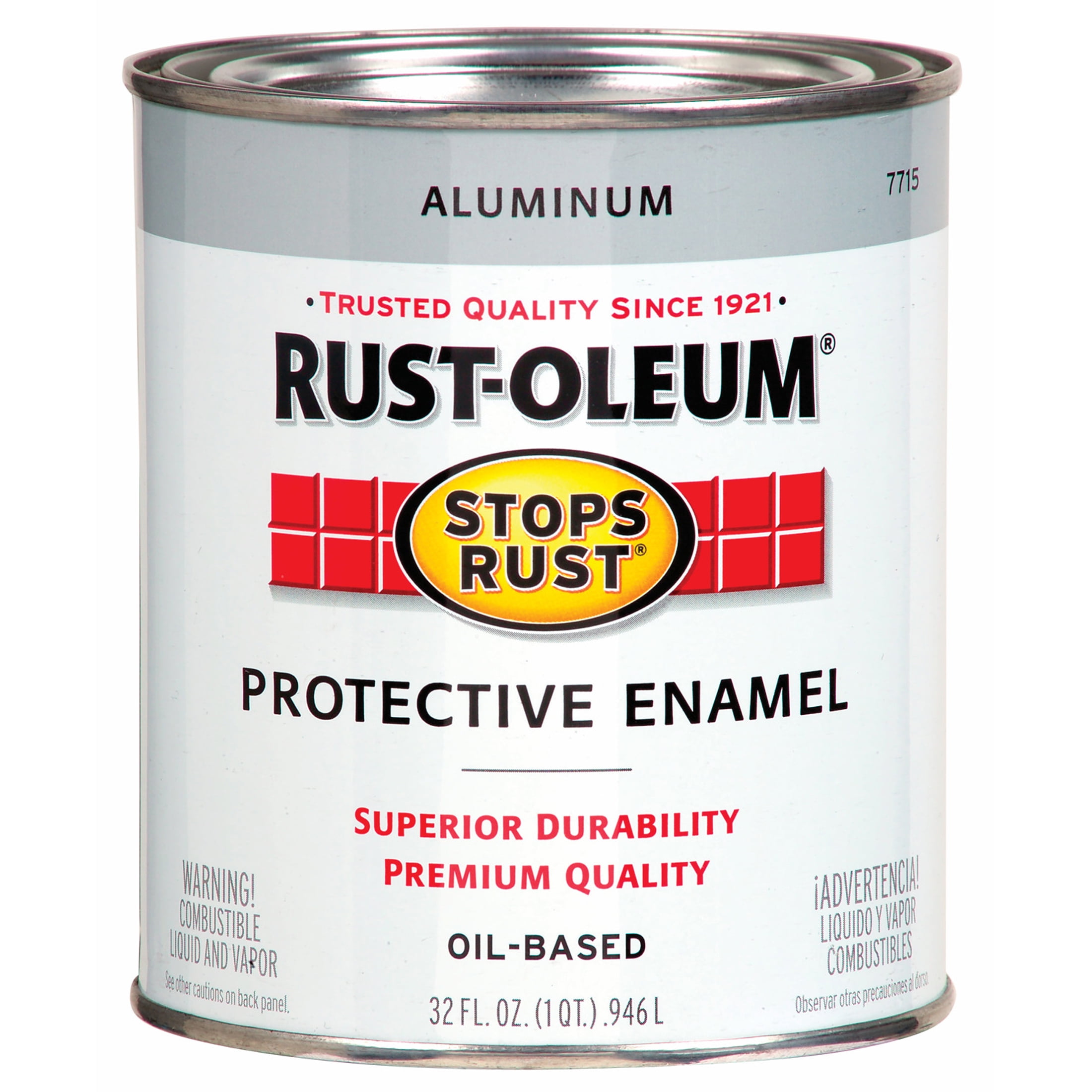 2 Pack, Metallic Aluminum, Rust-Oleum Stops Rust Gloss Protective Enamel- 7715502, Quart