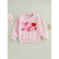 thumbnail image 2 of Infant Toddler Baby Girl Valentine's Day Outfit Heart Printed Long Sleeve Sweatshirt Crewneck Pullover Shirt Top (Pink, 1-2 Years), 2 of 8