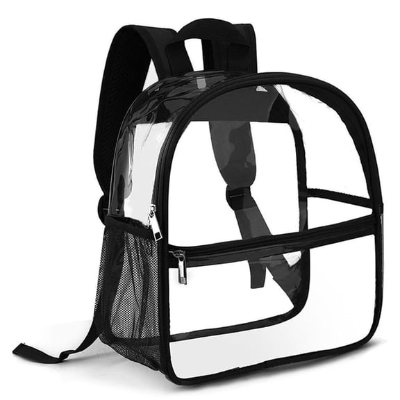 YIJIAL Clear Backpack Stadium Approved 12ร12 inch, with Reinforced and Wider Shoulder Straps, Small Clear Bag for Schools, Concerts, Work,Black