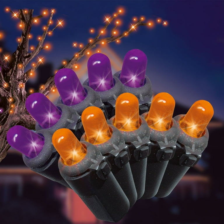 The Holiday Aisle® Halloween Window Lights, Hanging Halloween Decorations  Orange Purple Cat Spider And Bat 183 Leds Indoor String Lights Remote 8  Flashing Modes Timer Curtain Lights Max Connect 2 Sets