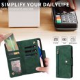 thumbnail image 5 of Allytech iPhone 15 Pro Wallet Case with Zipper Pocket, Luxury PU Leather Flip Cover with Card Slots & Wrist Strap, Shockproof Kickstand Magnetic Buckle Protective Case for Women Men, Green, 5 of 9