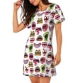 thumbnail image 2 of Balery Halloween Mouth Pattern Womens Short Sleeve Sleepshirt Scoopneck Cute Nightdress Comfy Nightgown Loungewear Dress, 2 of 6