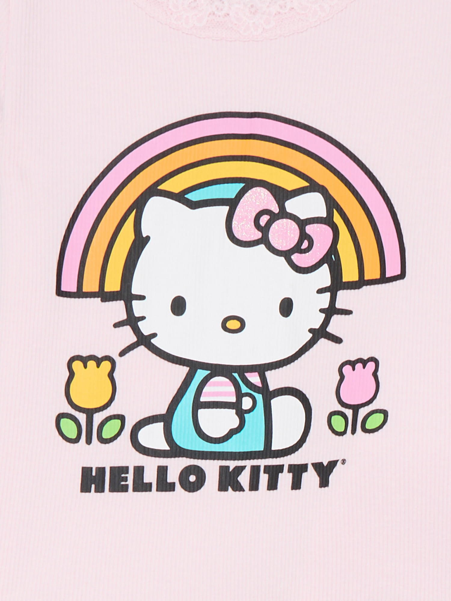 Hello Kitty Girls Graphic T-Shirt and Wide Leg Fleece Pant Outfit Set, 2-Piece, Sizes 4-16