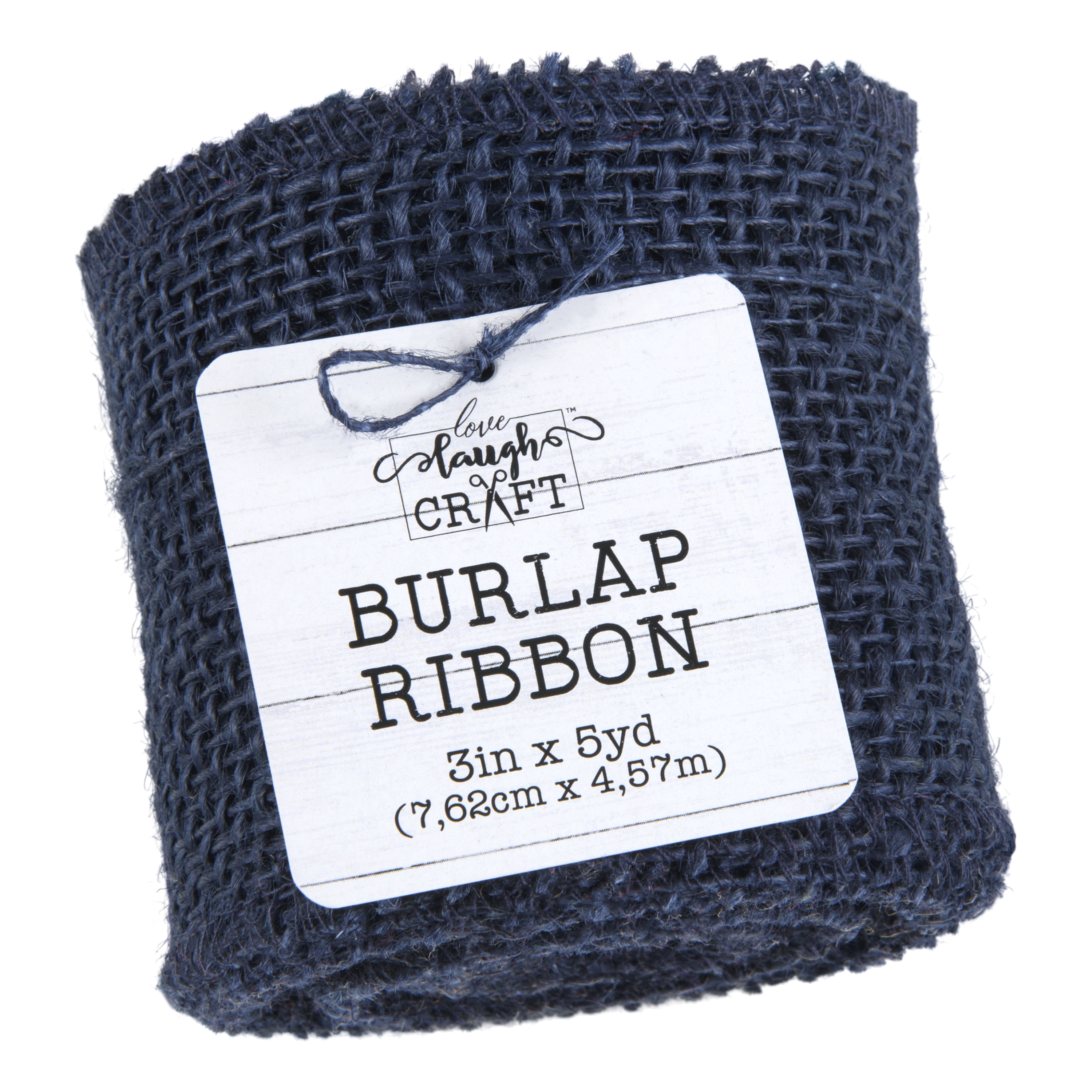 Love, Laugh, Craft Jute Burlap Roll Precut, Finished Edges, 3"W x 5-Yards, 740-36, Navy Blue
