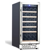 Festisoul 28 Bottle Wine Cooler Refrigerator, Wine Built-In or Freestanding Design, 41-65°F Digital Temperature Control, LED Touch Display & Glass Door for Home Bar, Kitchen, Office