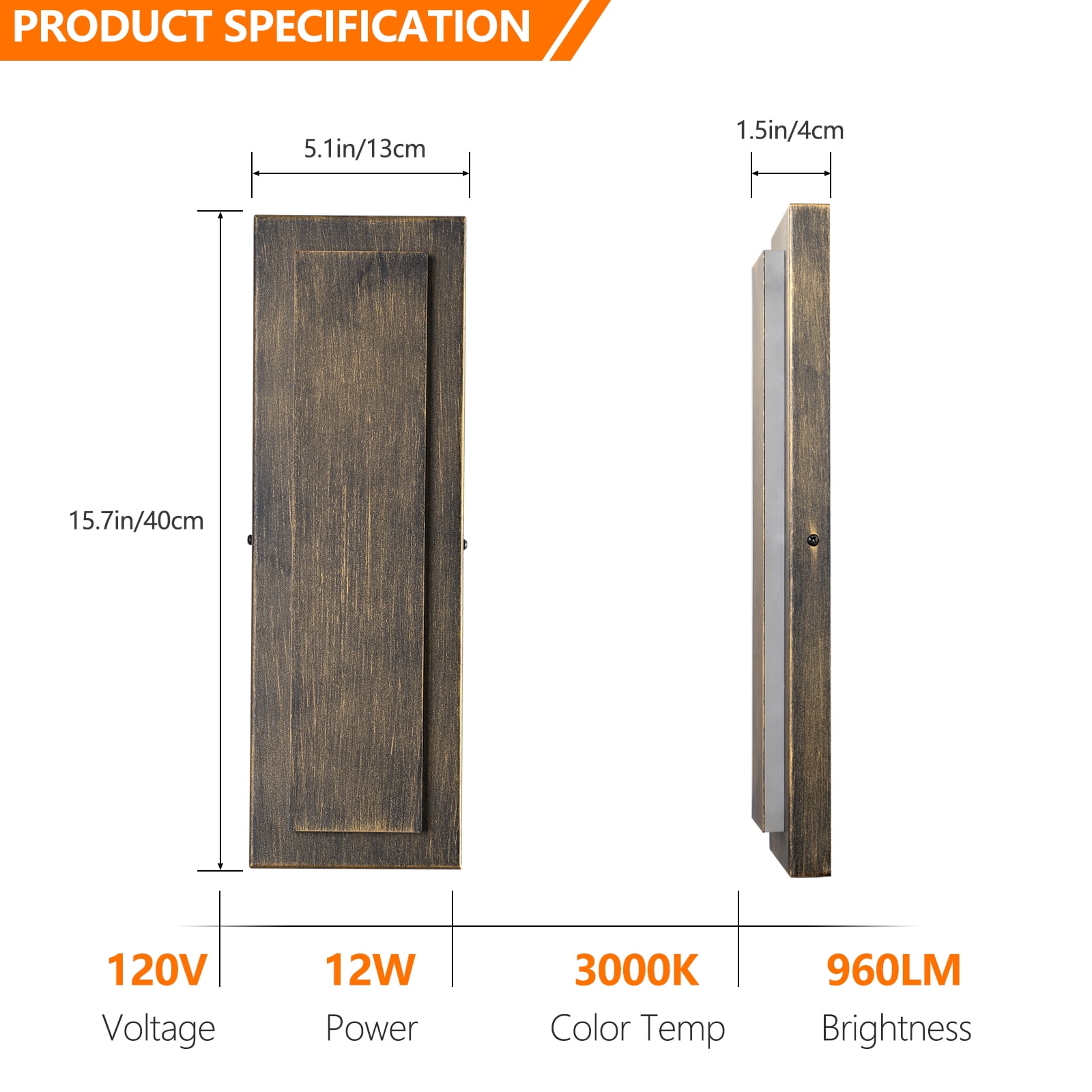 2 Packs Brown Outdoor Wall Sconce, Exterior Lights Fixture,Waterproof Wall Lights for House,Porch,Patio,Modern Outdoor Lights,Outdoor Wall Lighting,3000K Warm White,15.7In