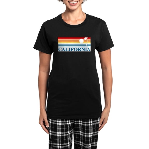 CafePress - California Women's Light Pajamas - Women's Short Sleeve Print T-Shirt and Pants Dark Cotton Pajama Set