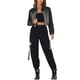 thumbnail image 2 of Chaqueta de mezclilla INSPIRE CHIC para mujeres, casual, con cierre de cremallera, estilo cropped, chaquetas de mezclilla lavadas, negra, XS, 2 of 6