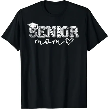 Senior Mom 2026 Graduation T-Shirt Class of 2026 Proud Mother Gift Retro Graphic Tee