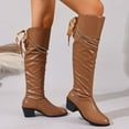 thumbnail image 6 of Women's Mid-Calf Boots Low Heel Round Toe Back Lacing for Fall and Winter Comfort and Style, 6 of 9