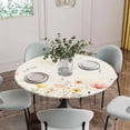 thumbnail image 2 of Watercolor Wildflowers Fitted Tablecloth with Elastic Edged, Round Table Cloth for Dining Table, Farmhouse Country Botanical Flowers Waterproof Oil Proof Table Cover for Indoor Outdoor 55"-60", 2 of 8