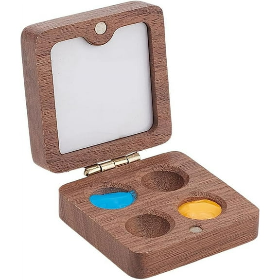 4 Grids Mini Portable Watercolor Palette Sketchbook Palette Travel Paint Tray Box Mini Paint Palette Wood Watercolor Paints Box DIY
