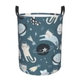 thumbnail image 1 of DouZhe Waterproof Collapsible Large Laundry Baskets, Cartoon Cat Astronauts Prints Circular Hamper with Handles, 1 of 7
