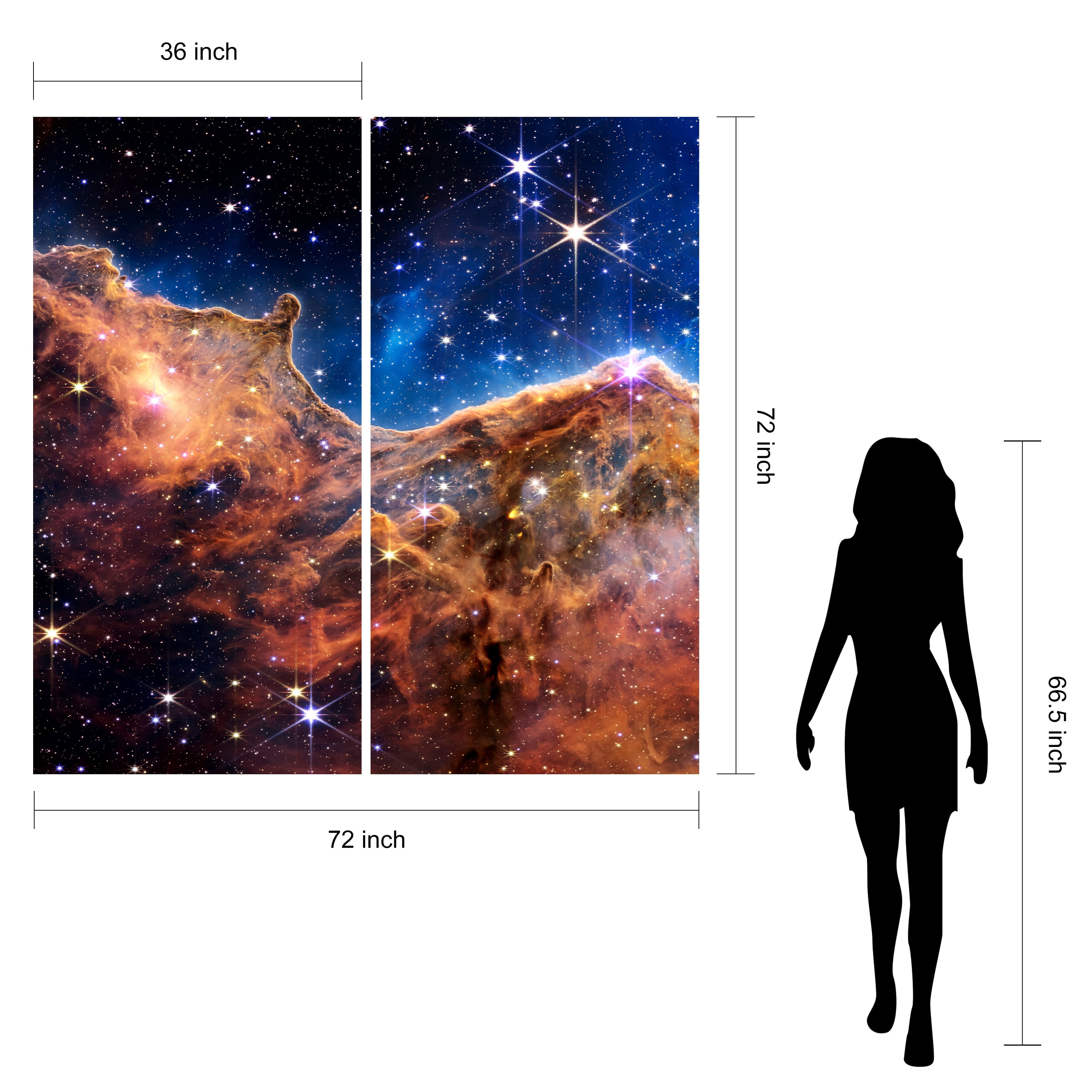 "Mountains of the Carina Nebula A & B" Frameless Reverse Printed Tempered Art Glass Wall Art