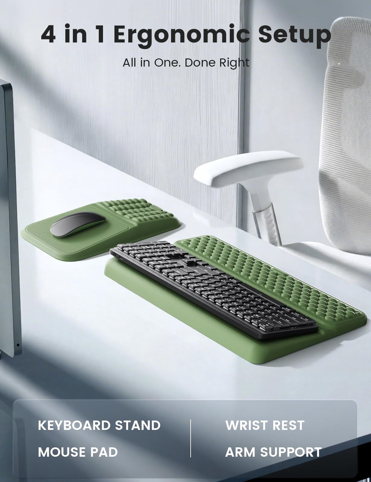 Stand And Mouse Pad Set With Wrist Rest  Soft Memory Foam Support Cushion For Desk Carpal Tunnel Palm Hand Typing Office Gaming Grey