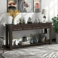 thumbnail image 1 of 63" Solid Wood Console Table Sofa Table with 4 Drawers and 1 Bottom Shelf for Entryway Hallway Foyer Sofa, Espresso, 1 of 8