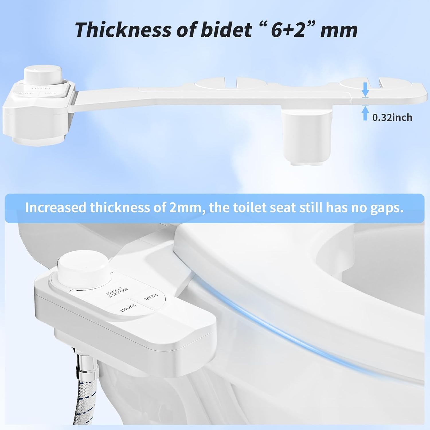 SAMODRA Non-Electric Bidet - Self Cleaning Dual Nozzle (Frontal and Rear Wash) Fresh Water Bidet Toilet Seat Attachment with Independent Adjustable Water Pressure