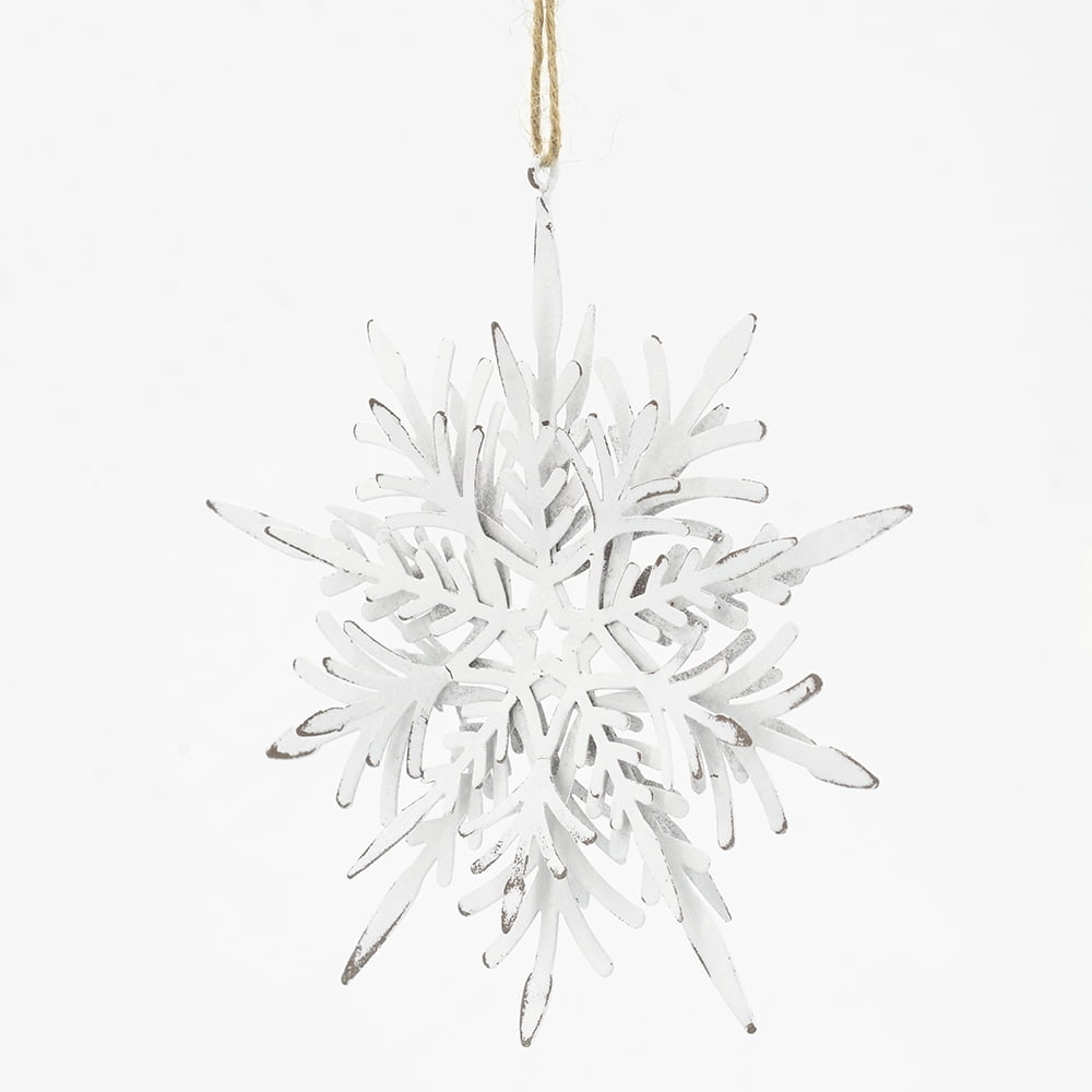 Iron Snowflake Ornament with Weathered Finish Hanging Christmas Tree Decor Gift Stocking Stuffer