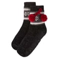 thumbnail image 5 of MeMoi Women's Snowflake Pom Pom Plush-Lined Slipper Socks - Womens - Female, 9-11, Black, 5 of 7