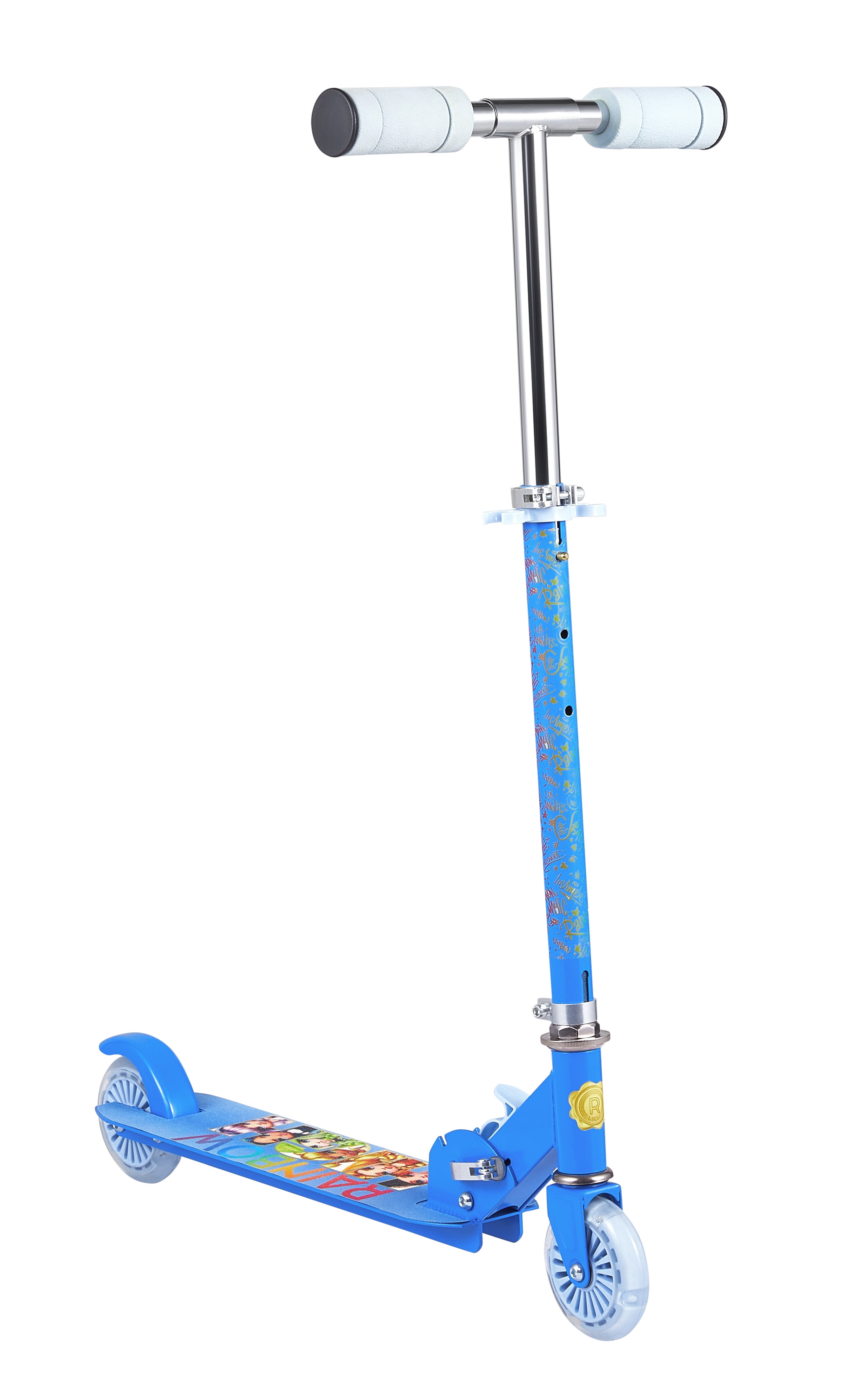 Rainbow High Kick Scooter with Light Up Wheels, Blue Scooter for Kids