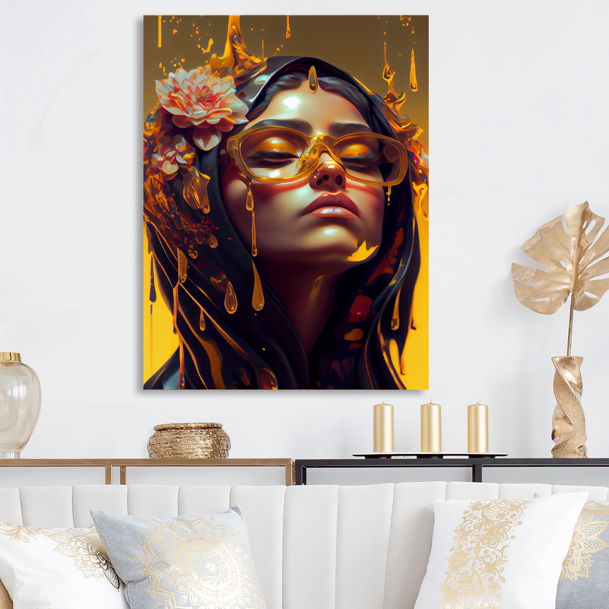 Designart Stylish Arabic Woman With Floral Hijab III Canvas Wall Art