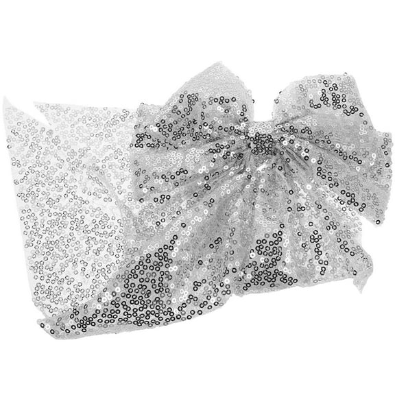 LOLIPPYY Sparkle Hair Bow Hair Clip Silver Fashionable Bow 1Pack