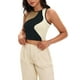 thumbnail image 4 of ATHLECHIC Camiseta sin mangas de verano de bloques de color para mujer, con cuello redondo, básica, crop, para salir, en negro y marrón, 4 of 5