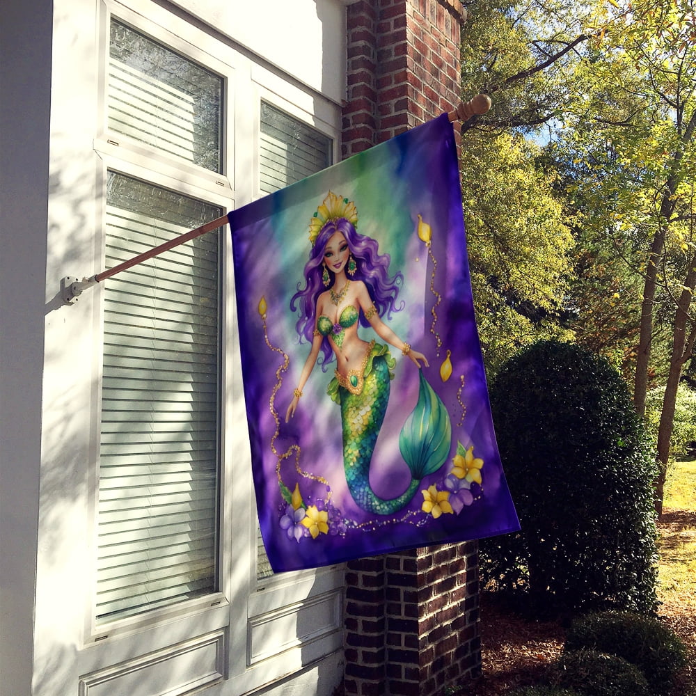 Mermaid Mardi Gras House Flag 28 in x 40 in