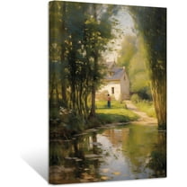 ZHONGYUTONG French Country Canvas Wall Art Farmhouse House Picture Prints Rustic Landscape Artwork Home Decor for Living Room Framed (24.00" x 36.00")
