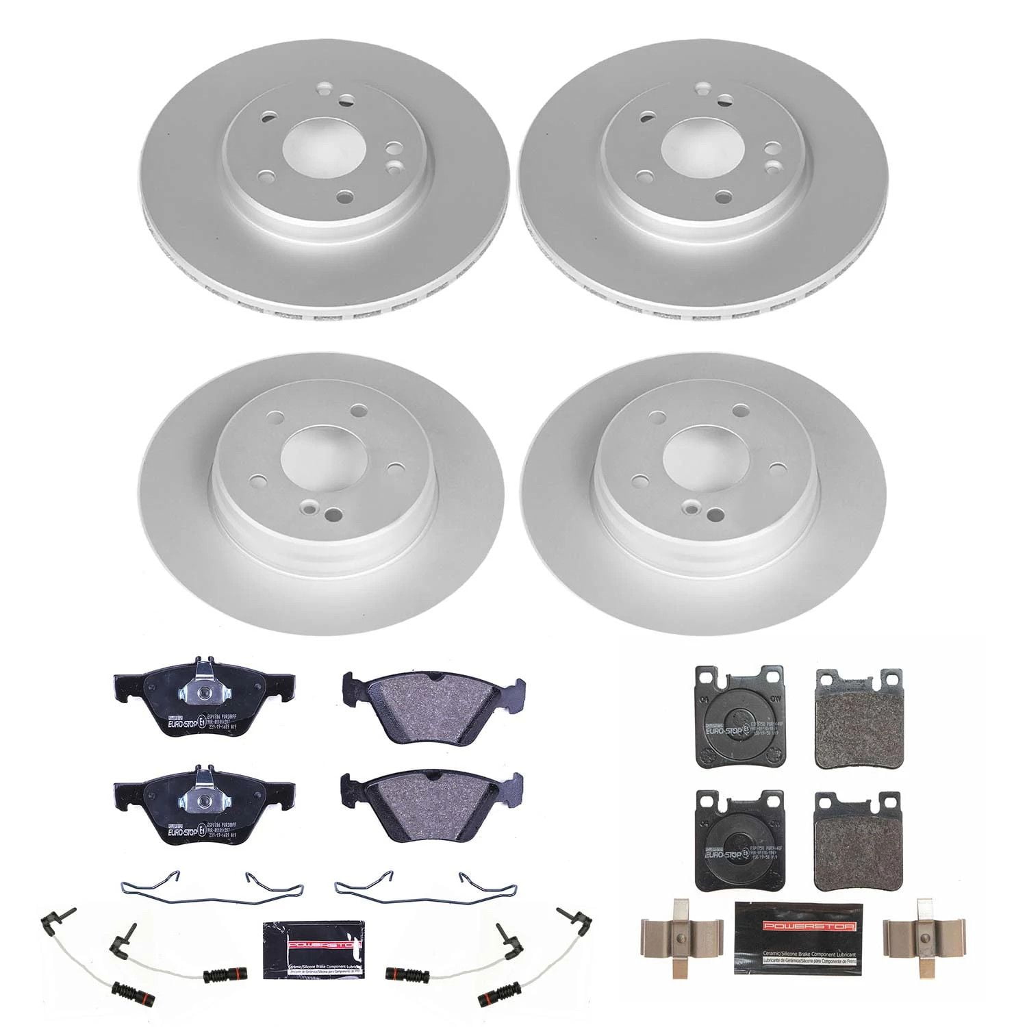 Power Stop Front and Rear Euro-Stop ECE-R90 Certified Brake Pad and Rotor Kit ESK2785