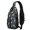 Astronaut and Rocket Black Pattern, variant on Astronaut and Alien Purple Pattern Sling Backpack, Travel Shoulder Pack with Earphone Port, Adjustable Strap Gift Ideas for Hiking Cycling Walking