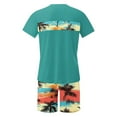 thumbnail image 4 of YLSDY Men's 2 Pieces Outfit Short Sleeve Hawaiian Print Tee and Graphic Drawstring Waist Shorts Sets Summer Fashion Suits Green S, 4 of 5