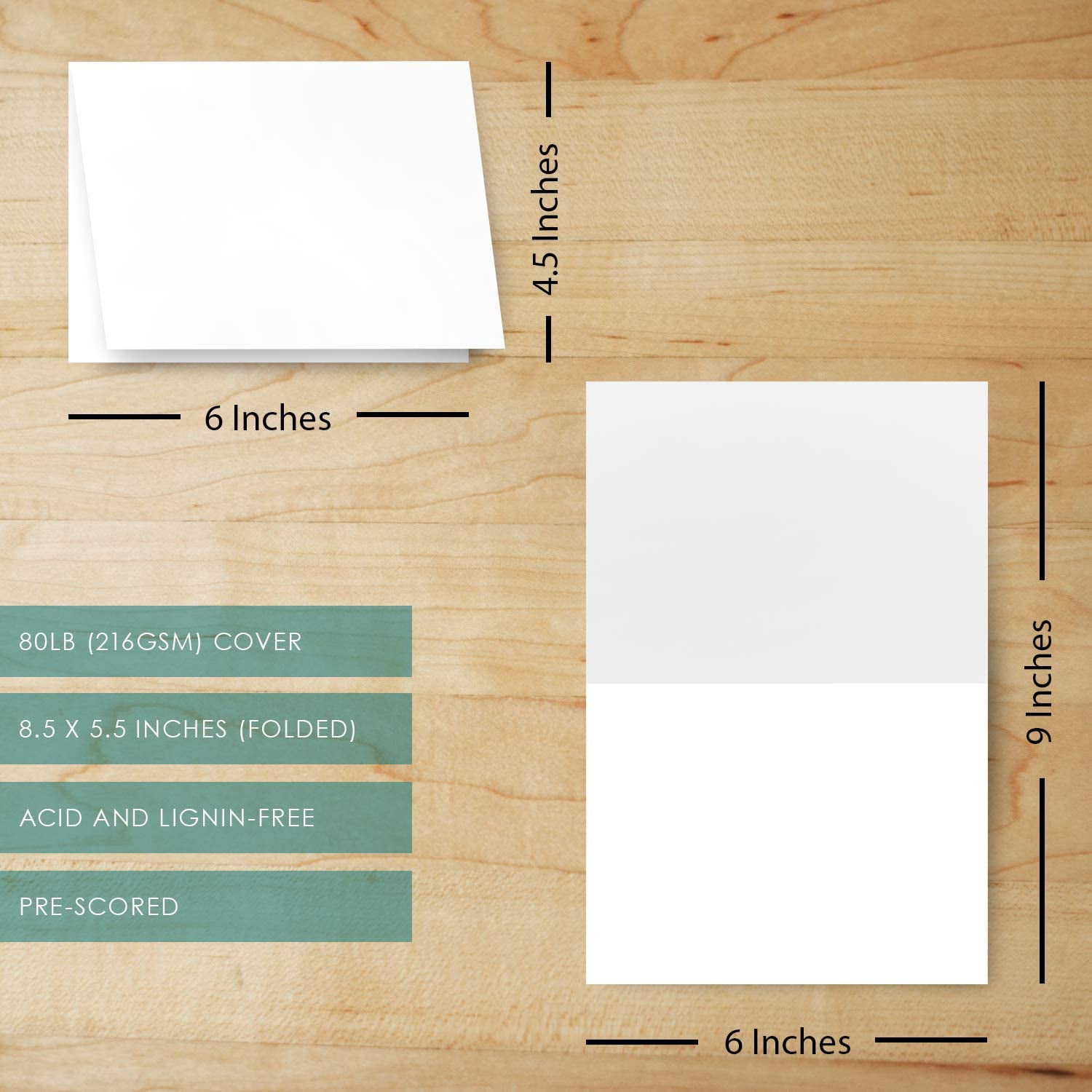 Blank Half Fold 4.5" x 6" White Greeting Cards | 80lb (216gsm) Card Stock | 100 Cards Per Pack