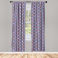 thumbnail image 3 of Ambesonne Orient Curtains, Geometric Stars Lines, Pair of 28"x84", Multicolor, 3 of 5