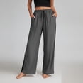 thumbnail image 2 of Womens Pants with Side Pockets 100% Cotton Loose Casual Drawstring Yoga Pants, 2 of 9
