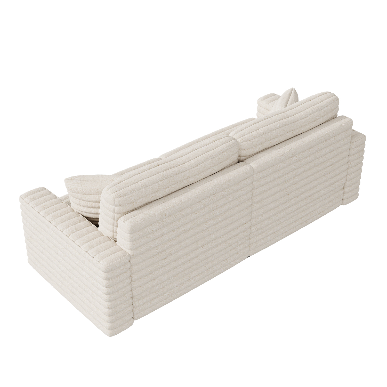 Marrber 79” Oversized Plush Corduroy Loveseat Cloud Sofa, Comfy Extra Deep Seat with Two Pillows and Wide Armrests for Living Room, Apartment, Sturdy, Beige