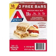 Atkins Strawberry Shortcake Protein Meal Bar (14 Count + 2 Bonus Bars)