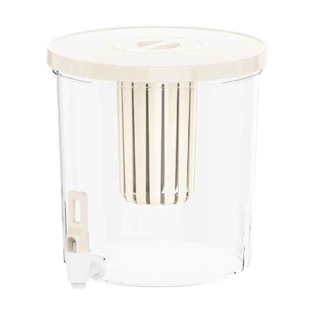 Jarra para agua fría, dispensador de bebidas heladas, hervidor de hielo, dispensador de bebidas con espiga para leche, bebidas hechas a mano, té redondo beige