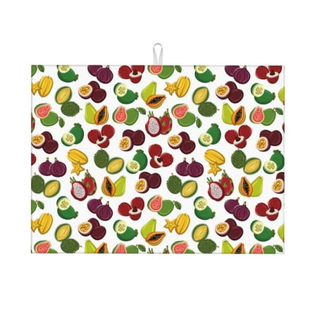 

Dish Drying Mat colorful fruits Absorbent Microfiber Kitchen Mat Heat Resistant Drying Mat Kitchen Counter for Dishes Utensils Pots Pans Drainer Mats 18x24in