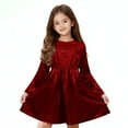 thumbnail image 5 of NAISIBABY Girls Long Sleeve Dresses, Crew Neck Shiny Pleated Fashion Party Casual Midi Dresses Wine 4T, 5 of 9
