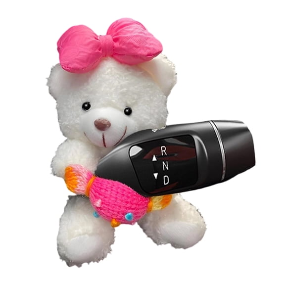 Plush Bear Dashboard Decor, Soft Auto Ornament for Rearview & Turn Vehicle Interior Accessory