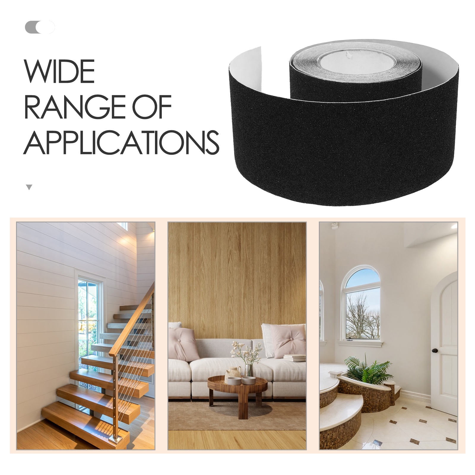 LOLIPPYY Black Anti Skid Tape for Outdoor Steps Abrasive Safety Tape