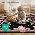 thumbnail image 4 of ODIKA 8'x10' Washable Area Rug Gothic Moth Vintage Butterfly Damask Shaped Pink Print Goth Ornate for Living Room, Under Sectional, Family , Durable, Non-Slip, 4 of 7
