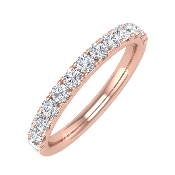 1/2 Carat Round Diamond Wedding Band Ring in 14K Rose Gold (Ring Size 8.25) (I1-I2 Clarity)