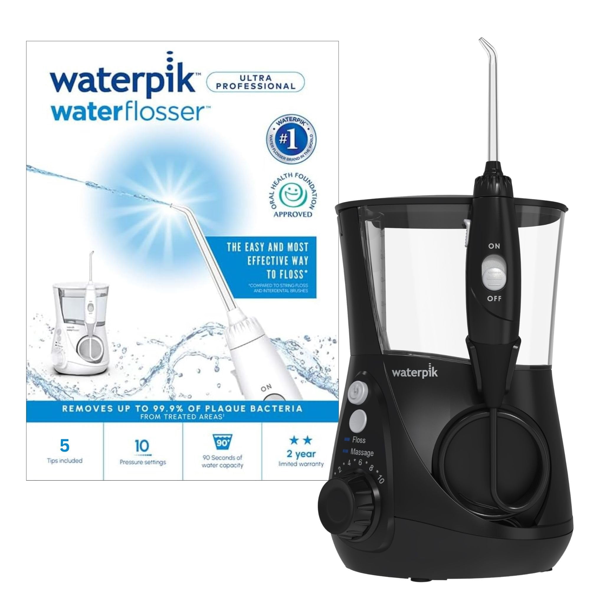 Waterpik Water Flosser Ultra Professional, Plaque remover for teeth, Black