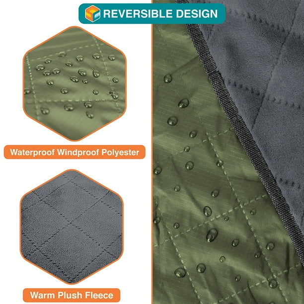 Sun CUBE Large Waterproof Outdoor Blanket Fleece Lining Windproof Stadium Blanket For Sports Picnic Park Portable Camping Blanket Car Boat