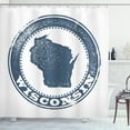thumbnail image 1 of Ambesonne Wisconsin Shower Curtain, Map Retro Grunge Stamp, 69"Wx75"L, Slate Blue White, 1 of 3